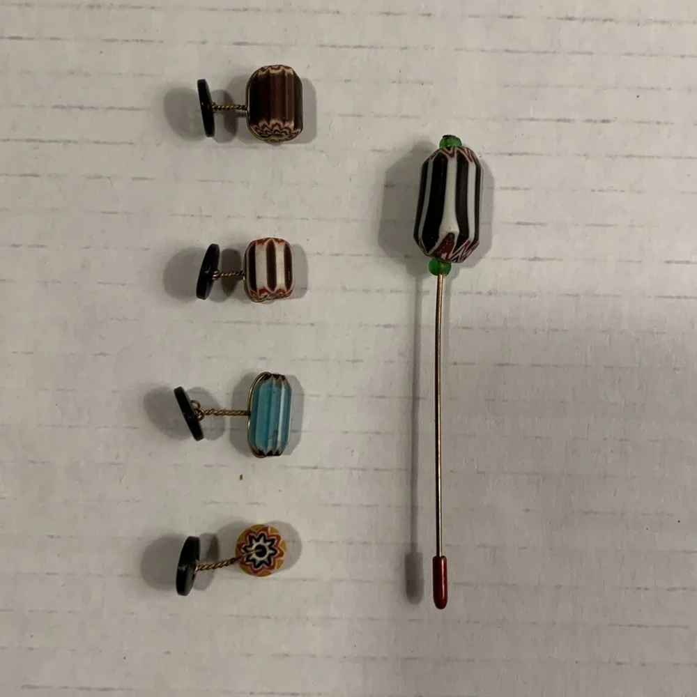 𝅺CUFF Links Set With Tie Tack- Vintage